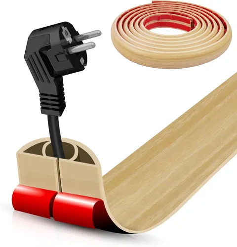 Miniatura 42 de Cubierta autoadhesiva para cables de suelo, gestión de cables de 3.3 pies, protector de tira de extensión para cables, evita tropiezos de cables