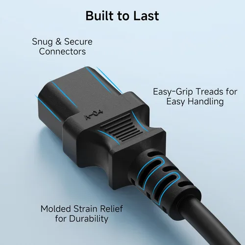 Miniatura 5 de Cable Matters Paquete de 2 cables de extensión de alimentación de computadora a PDU, 3 pies, cable de alimentación IEC C14 a IEC C13 PDU, 10A, 18
