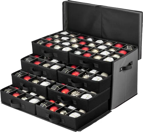 Miniatura 14 de Caja de almacenamiento grande de adornos navideños de alta calidad, con apertura lateral, bandejas estilo cajón, compartimento de 3 pulgadas, 8