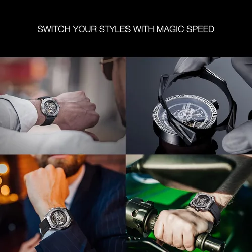 Miniatura 5 de CIGA Design Reloj mecánico automáticomanual de la serie Magician de acero inoxidable y titanio, funda desmontable de cristal de zafiro, correa