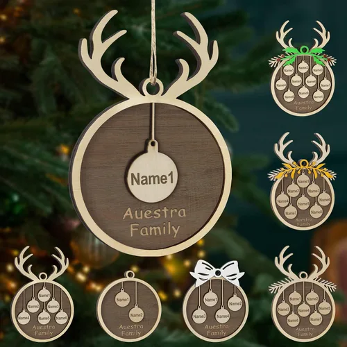Adornos de Navidad personalizados, familia de 1 nombre, adornos de Navidad de madera personalizados, decoración personalizada, decoración de árbol