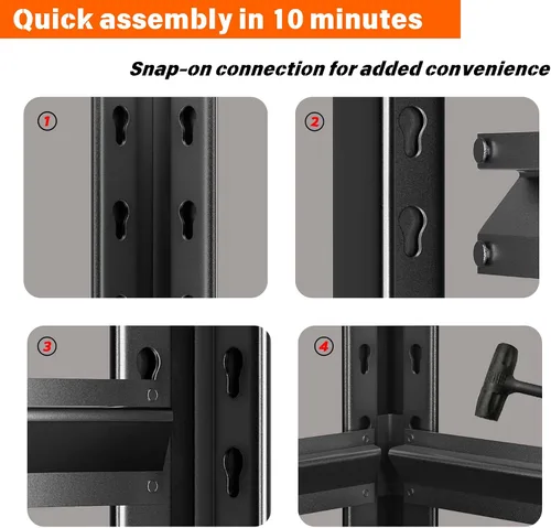 Miniatura 5 de Estantería industrial con almacenamiento ajustable, de acero resistente, para herramientas y equipos pesados, capacidad de 2000 lb