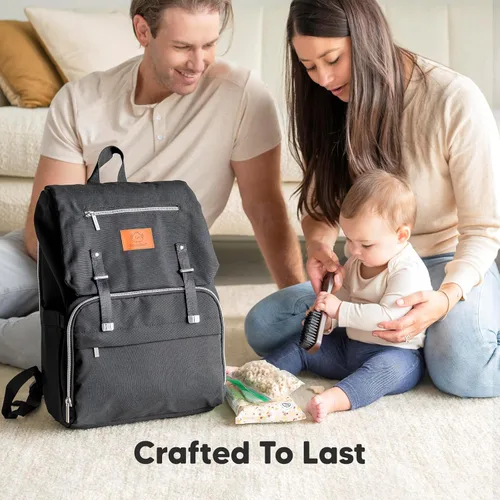 Miniatura 9 de KeaBabies Mochila para pañales para bebé con cambiador, bolsa de bebé impermeable para mamá y papá, bolsillos aislados para botellas, niños Gris