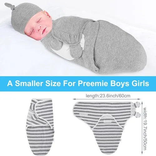 Miniatura 4 de Chuarry Paquete de 3 mantas para bebés prematuros con sombrero, para recién nacidos, para recién nacidos