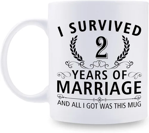 Miniatura 19 de Taza de café de 11 onzas con texto en inglés "I Survived 50 Years of Marriage and All I Got Was This Cup" para el 50 aniversario de boda y para él