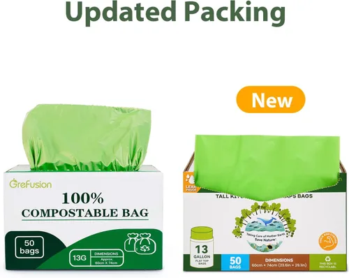 Miniatura 2 de Bolsas compostables, bolsas de basura de más de 13 galones de alto, bolsas de basura compostables para césped y hojas para patio, compatible