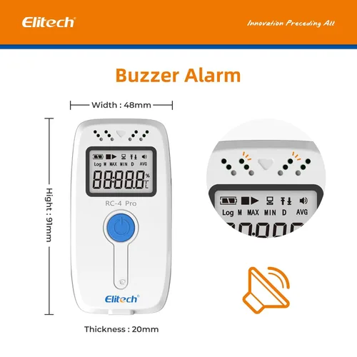 Miniatura 4 de Elitech RC4– Grabadora registradora de datos de temperatura con sensor externo de temperatura RC-4 64000Puntos