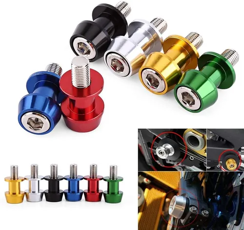 Miniatura 3 de Carretes de brazo oscilante para motocicleta, 8/0.394 in, aleación de aluminio CNC, deslizadores, carretes de soporte de basculante, bobinas