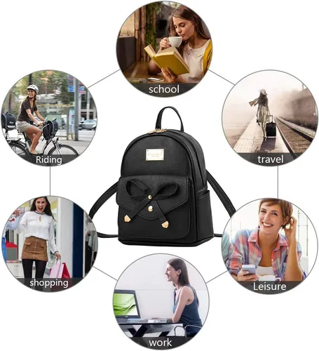 Miniatura 5 de Bonita mochila de piel con lazo para mujer