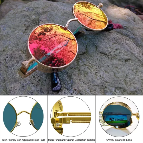 Miniatura 5 de ROCKNIGHT Gafas de sol Gothic Steampunk redondas polarizadas UV400 con protección unisex