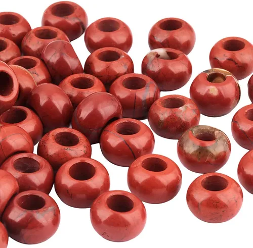 Miniatura 11 de TUMBEELLUWA Rondelle - Cuentas de piedras preciosas naturales para la fabricación de joyas, cuentas sueltas de agujero grande, paquete de 15