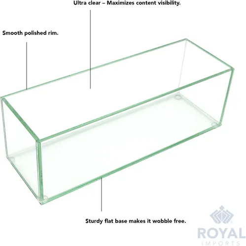 Miniatura 4 de Royal Imports, jarrón decorativo de vidrio rectangular oblongo para centro de mesa para el hogar o para bodas - 12" de largo, 4" de alto x 4