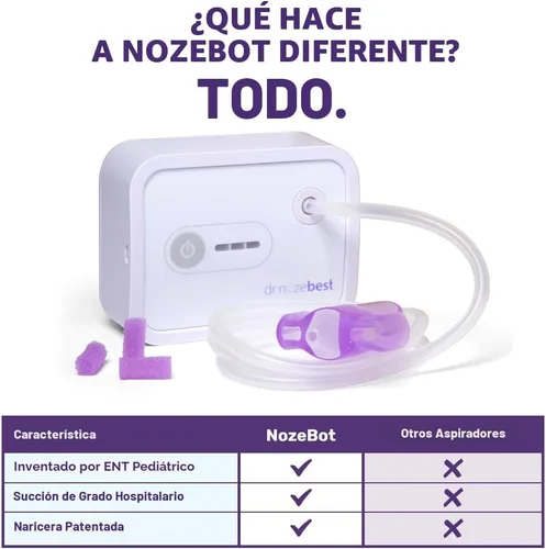 Miniatura 6 de Dr. Noze Best NozeBot Aspirador Nasal Eléctrico para Bebés - Diseñado por un Otorrinolaringólogo Pediátrico para Alivio Seguro y Suave