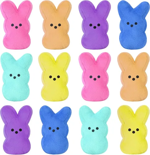 Miniatura 10 de vizethru 6 juguetes de peluche de conejo de Pascua, juguetes de relleno de cesta de Pascua para niños, animales de peluche de conejo, regalos