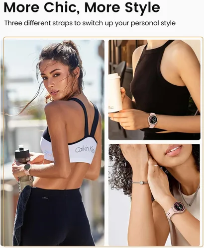 Miniatura 7 de Relojes inteligentes para mujer (respuesta/hacer llamadas), monitor de actividad de pantalla AMOLED de 1.27 pulgadas con monitor de frecuencia Rosa