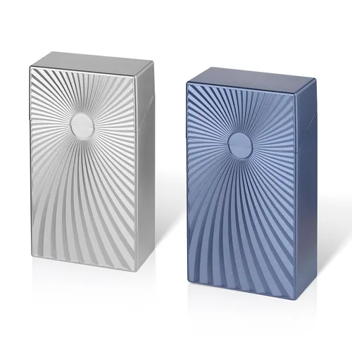 Miniatura 7 de Caja de cigarrillos Interruptor magnético de aluminio 20 Capacidad 3 Pack (gris+azul+negro, 3.346 in)