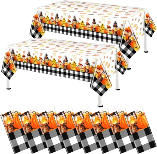 Miniatura 9 de Peryiter 2 manteles rectangulares de otoño de Acción de Gracias de 54 x 108 pulgadas, mantel rectangular lavable para mesa de comedor para cocina