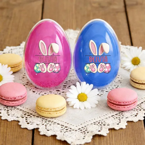 Miniatura 8 de Artsadd Huevos de Pascua personalizados con nombre, diseño de conejo rellenable, huevos decorativos para la caza de huevos de Pascua, recuerdos