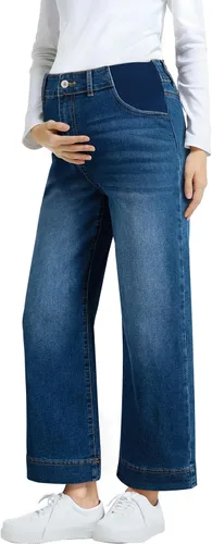 Miniatura 11 de BLENCOT - Pantalones de maternidad para mujer de cintura alta, pierna ancha y elástica de mezclilla, ropa de embarazo