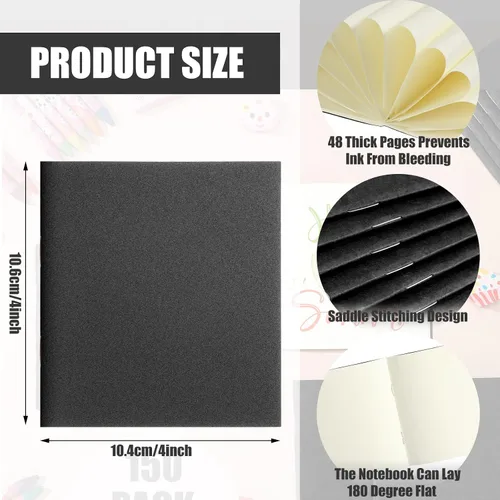 Miniatura 3 de Thenshop Paquete de 150 mini cuadernos a granel pequeños de bolsillo en blanco para niños de 4 x 4 pulgadas, diarios sin forro, cuadernos