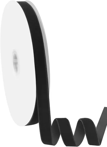 Cinta de terciopelo de 5/8 pulgadas de ancho, 25 yardas, cinta de terciopelo negro en carrete para manualidades, envoltura de regalos, bricolaje,