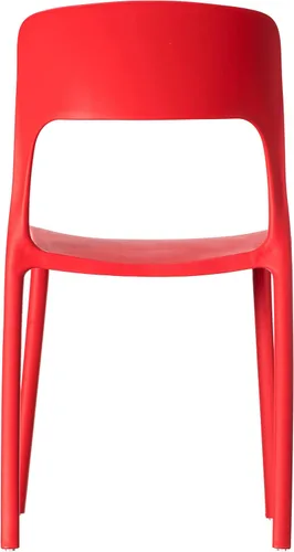 Miniatura 7 de Fabulaxe Silla de comedor moderna de plástico para exteriores con respaldo curvado abierto, juego de 2 unidades Juego de 2 rojo