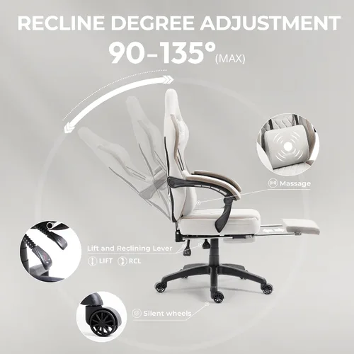 Miniatura 9 de Silla de juegos Dowinx con tela transpirable, silla de computadora con colchón de resorte de bolsillo, silla de oficina cómoda con almohadilla