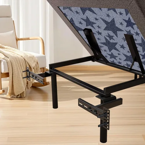 Miniatura 3 de Juego de 2 soportes de cabecera para marco de cama de metal, soportes de extensión ajustables para cabecero y estribo, se adapta a cama individual