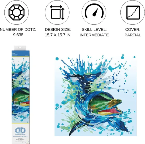 Miniatura 2 de DIAMOND DOTZ Flipper Dolphin - Kits de pintura de diamantes para adultos, kits de arte de diamantes, un kit de manualidades creativo relajante