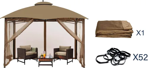 Miniatura 4 de Mosquitera Universal de Repuesto para Gazebo – Hugline 10' x 12' Pantalla de Malla para Exteriores, Cortinas Laterales de 4 Paneles con Cremallera