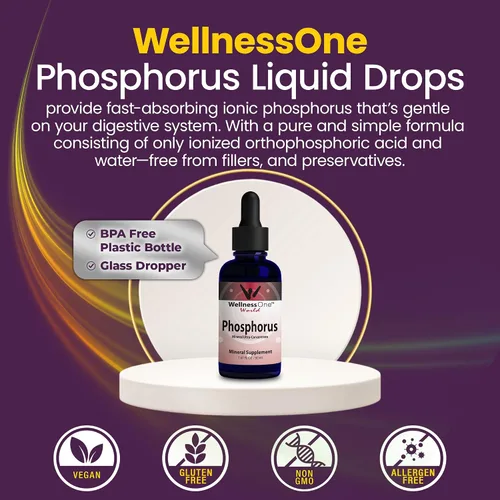 Miniatura 4 de WellnessOne Suplementos de fósforo iónico, líquido de fósforo de ácido ortofosfórico para dientes, salud ósea y apoyo energético, sin OMG, vegano