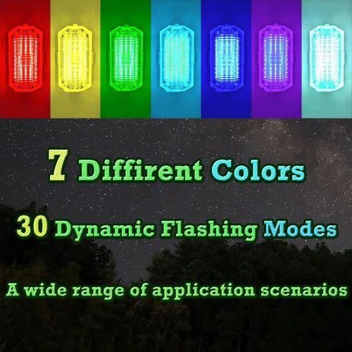 Miniatura 2 de Luces LED estroboscópicas inalámbricas, 1 unidad, advertencia de emergencia RGB, recargable por USB, 7 colores, 30 modos de flash, batería de 1000