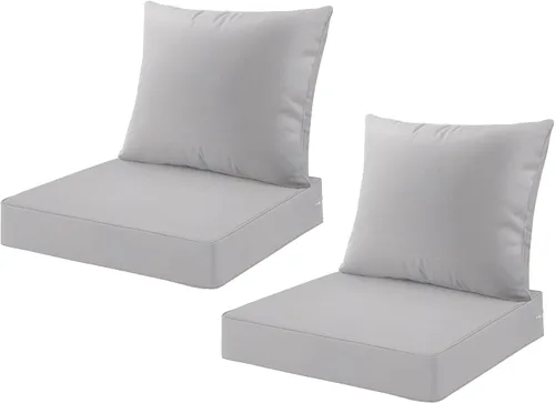 Miniatura 11 de ARTPLAN Juego de 2 cojines de asiento profundo con respaldo, cojines de sofá para exteriores para todo tipo de clima, tela de poliéster, espuma