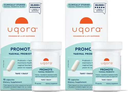 Uqora Promote - Apoyo para la salud vaginal* - Probiótico para mujer con lactoferrina, Lactobacillus Acidophilus y Lacticaseibacillus Rhamnosus -