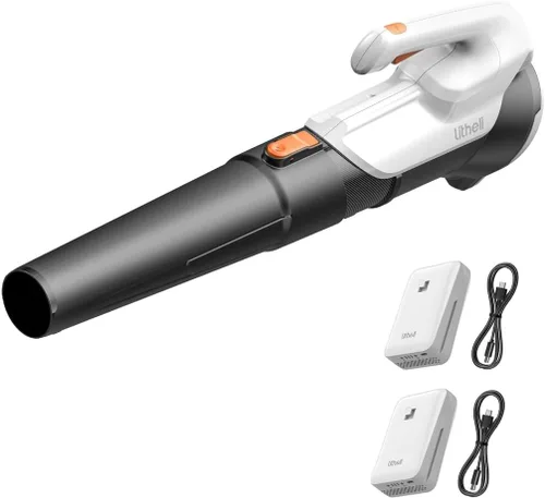 Miniatura 11 de Litheli Soplador de hojas inalámbrico de 20 V, soplador de hojas alimentado por batería, batería de 2.0 Ah, ligero, modo de 2 velocidades