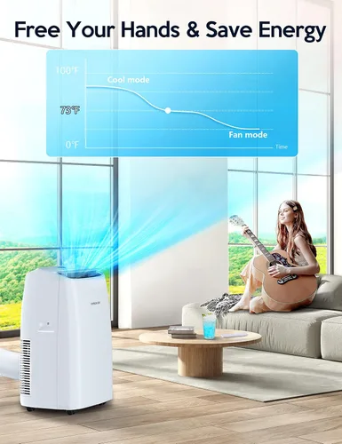 Miniatura 4 de VAGKRI Aire acondicionado portátil de 12,000 BTU, CA 3 en 1 con ventilador y deshumidificador, enfría hasta 450 pies cuadrados, unidad de CA de bajo