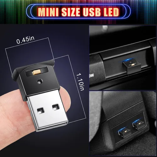 Miniatura 5 de Frienda 2 piezas de mini luz LED USB, iluminación interior LED para automóvil, 5 V, luz de ambiente USB inteligente, teclado para computadora