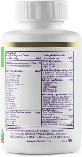 Miniatura 6 de Paradise Herbs Earth's Blend Suplemento de magnesio, ayuda a aliviar el estrés, dormir, salud cardíaca, nervios, músculos, vegano, sin OMG, sin