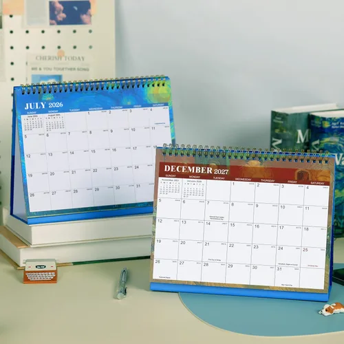 Miniatura 7 de Calendario de escritorio 2026 - de enero de 2026 a diciembre de 2026, calendario de escritorio plegable 2026, calendario de escritorio de 12 meses