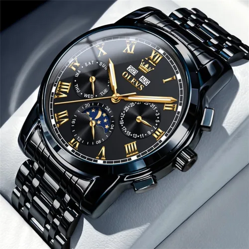 Miniatura 5 de OLEVS Relojes para hombre automático mecánico de cuerda automática reloj de pulsera multifunción calendario impermeable luminoso