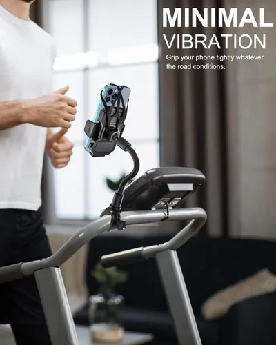 Miniatura 2 de Soporte de teléfono para bicicleta giratoria de cuello de cisne, clip para manubrio, soporte para teléfono celular para bicicleta de ejercicio