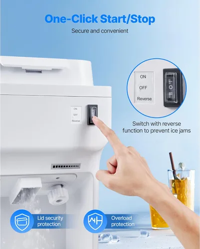 Miniatura 5 de VEVOR Máquina de afeitar de hielo, máquina eléctrica de cono de nieve, máquina de hielo afeitado de 265 libras/h, trituradora de hielo de 250 W