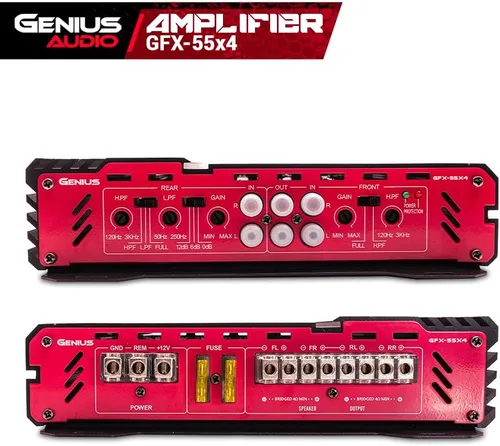Miniatura 5 de Genius Audio GFX-55X4 Amplificador de coche de rango completo multicanal 1200 vatios Clase máxima AB de 2 ohmios estable con sistema de protección
