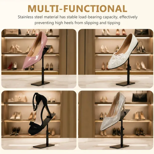 Miniatura 6 de EXCEART Soporte de exhibición de tacones altos Organizador de zapatos ajustable de acero inoxidable Organizador de estante para almacenamiento