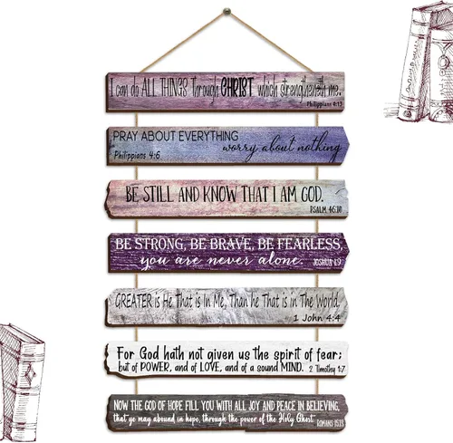 Miniatura 8 de Yookeer Regalos de arte cristiano de pared para mujeres y hombres, versículos bíblicos de madera inspiradores de 7 niveles, decoración de pared