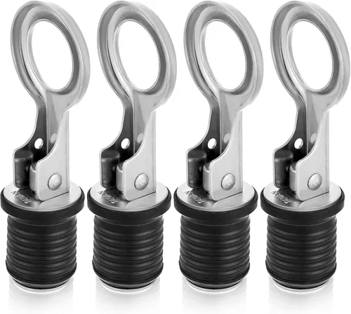 Amyhill 4 Pcs Boat Plugs Snap Handle Boat Plugs for 1 Inch Diameter Marine Drain Twist Metal Rubber Accessories for Lifeboats Fishing Boats Ferries