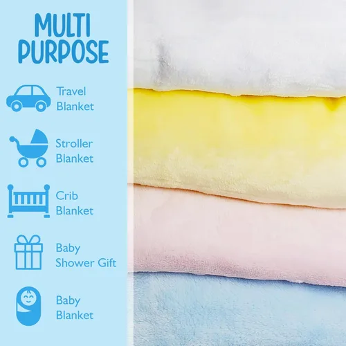 Miniatura 4 de Baby So... Suave y cálida – Mantas de felpa para bebé, azul, rosa, amarillo, blanco para niños, niñas, niños, recién nacidos, bebés, niños pequeños