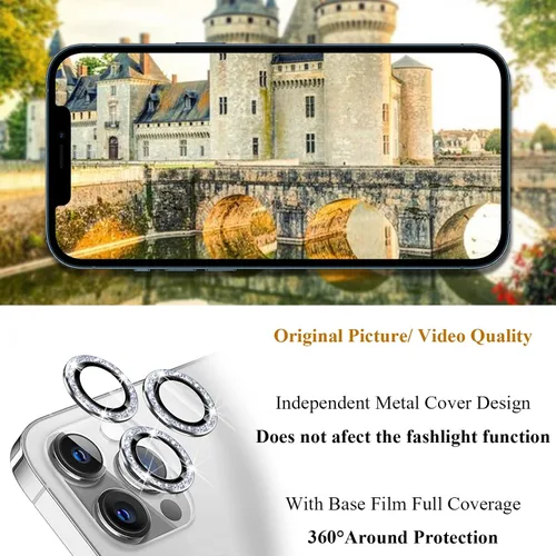 Miniatura 4 de Protector de lente de cámara brillante compatible con iPhone 13 Pro (6.1 pulgadas)/13 Pro Max (6.7 pulgadas), vidrio templado ultra