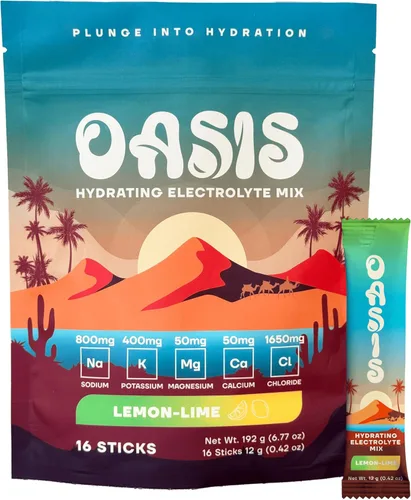 Oasis - Polvo de electrolitos sin azúcar, cero calorías, sabor natural, paquetes de hidratación para entrenamiento o salir, solución de polvo de