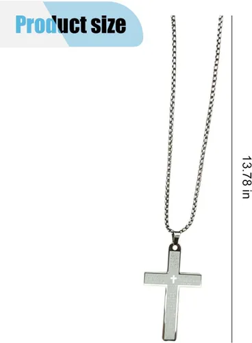 Miniatura 14 de Abalorio de acero inoxidable con cruz de automóvil con versículo de la Biblia, adorno colgante de cruz para automóvil, para hombres, mujeres y hogar
